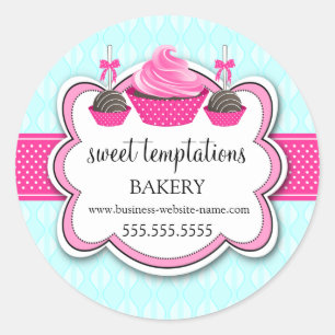 Elegant Cupcake en Poppen bakkerij Verpakking Cla Ronde Sticker