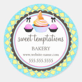 Elegant Cupcake en roze Poppen Ronde Sticker