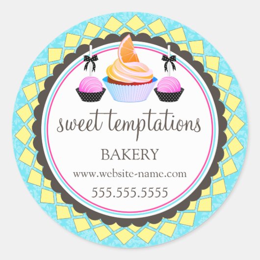 Elegant Cupcake en roze Poppen Ronde Sticker (Voorkant)