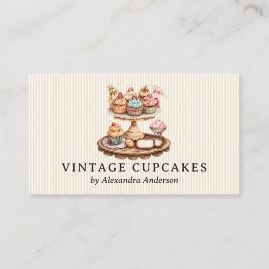 Elegant  cupcake gebak visitekaartje (Voorkant)