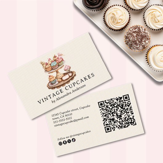 Elegant  cupcake gebak visitekaartje