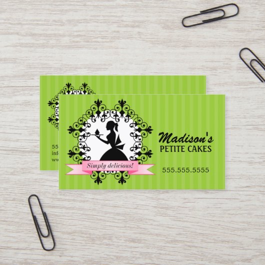 Elegant Cupcake Green Visitekaartje (Voorkant / Achterkant in situ)