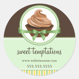 Elegant Cupcake Mint Bakery Box Packaging Seals Ronde Sticker