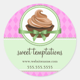 Elegant Cupcake Mint Bakery Box Packaging Seals Ronde Sticker