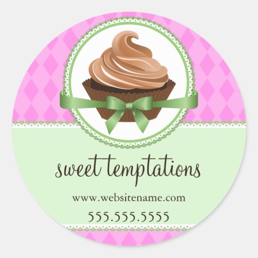 Elegant Cupcake Mint Bakery Box Packaging Seals Ronde Sticker (Voorkant)