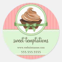 Elegant Cupcake Mint Bakery Box Packaging Seals Ronde Sticker