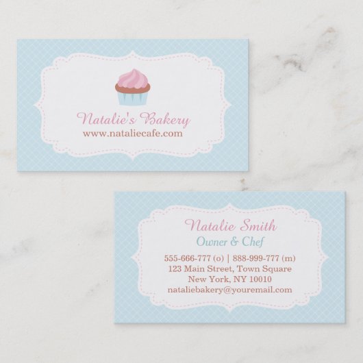 Elegant Cupcake Patisserie Baker Visitekaartjes (Voorkant / Achterkant)