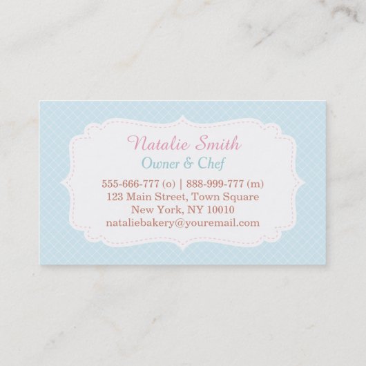 Elegant Cupcake Patisserie Baker Visitekaartjes (Achterkant)