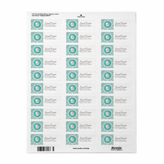 Elegant Cupcake Return Address Label (Full Sheet)