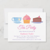 Elegant Cupcake Tea Party Baby Shower Invitations Kaart (Voorkant)