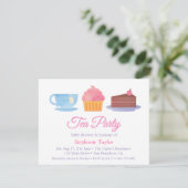 Elegant Cupcake Tea Party Baby Shower Invitations Kaart (Staand voorkant)