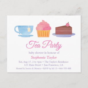 Elegant Cupcake Tea Party Baby Shower Invitations Kaart