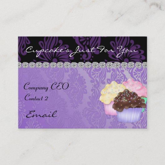 ELEGANT CUPCAKE Visitekaartje Damask (Voorkant)