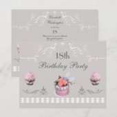 Elegant Cupcakes Roze & Gray 18th Birthday Kaart (Voorkant / Achterkant)
