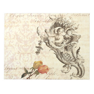 Elegant Cupid- en Damasblauw-design Notitieblok
