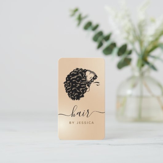 Elegant Curly Afro Hair Haarstylist Beauty Salon Visitekaartje (Staand voorkant)
