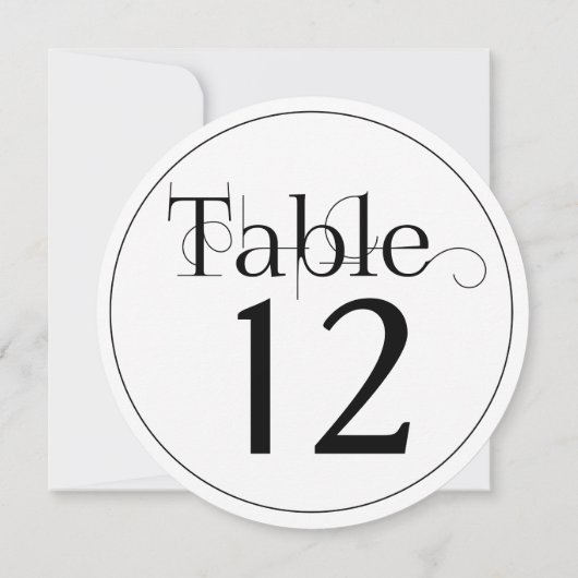 Elegant Curly Print Round Table Number Kaarten (Achterkant)