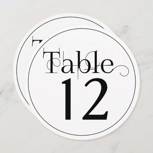 Elegant Curly Print Round Table Number Kaarten (Voorkant / Achterkant)