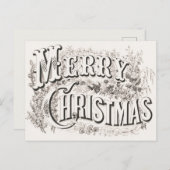 Elegant Currier & Ives MERRY CHRISTMAS Lithograaf Briefkaart (Voorkant / Achterkant)
