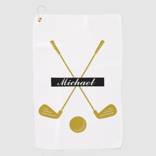 Elegant Cursief Script Aangepaste Naam Logo Golfhanddoek (Voorkant)