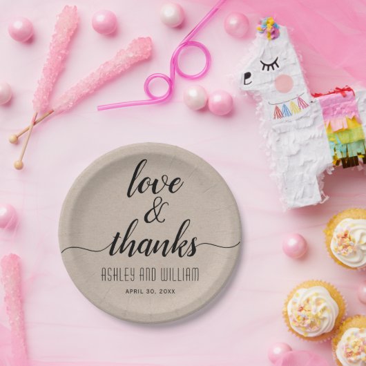 Elegant cursief script kalligraphy rustige bruilof papieren bordje (Feest)