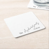 Elegant Cursive Custom Text Simple Wedding Kartonnen Onderzetters (Schuin)