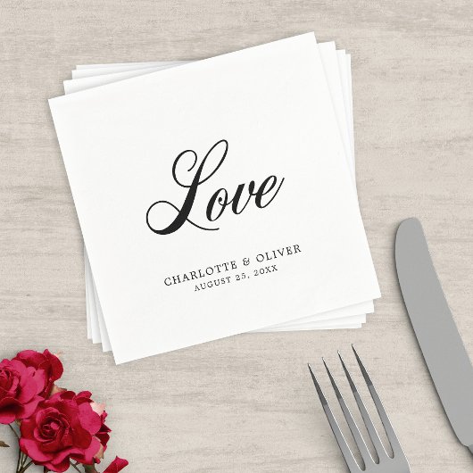 Elegant Cursive Love Wedding Napkins Servet