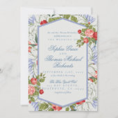 Elegant Cursive Script Floral Wedding Invitation Kaart (Voorkant)