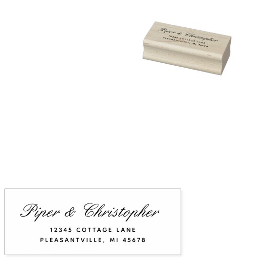 Elegant Cursive Script Wedding Return-adres Rubberstempel (Gestempeld)