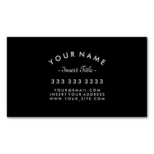 Elegant Curved Text Professional Black en White Magnetisch Visitekaartje (Voorkant)