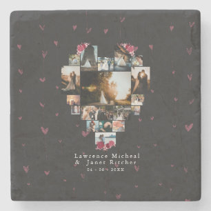 Elegant Custom 18 Photo Heart Shaped voor haar Stenen Onderzetter