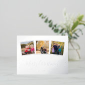 Elegant Custom 3 Photo Collage Merry kerst Folie Feestdagen Briefkaart (Staand Voorkant)
