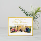 Elegant Custom 3 Photo Collage Merry kerst Folie Feestdagen Briefkaart (Staand Voorkant)