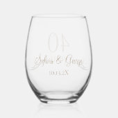 Elegant Custom 40th Anniversary Keepsake Gift Wijnglas Zonder Voet (Achterkant)