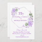 Elegant Custom 75th Verjaardag Lavendel Bloemen Kaart (Voorkant / Achterkant)