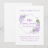 Elegant Custom 75th Verjaardag Lavendel Bloemen Kaart (Voorkant / Achterkant)