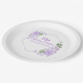 Elegant Custom 75th Verjaardag Lavendel Bloemen Papieren Bordje (Gekanteld)
