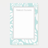 Elegant Custom Baby Blue White Tropische bladeren Post-it® Notes (Voorkant)