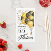 Elegant Custom Birthday Gold Confetti Black Tekst Servet (Insitu)