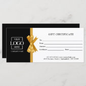 Elegant Custom Black Business Gift Certificate (Voorkant / Achterkant)