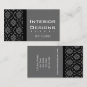Elegant Custom Black en Grey Damask Visitekaartje (Voorkant / Achterkant)