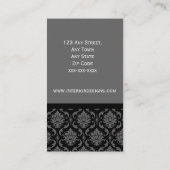 Elegant Custom Black en Grey Damask Visitekaartje (Achterkant)