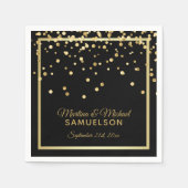 Elegant Custom Black Gold Confetti Weddenschap Servetten (Voorkant)