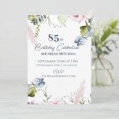 Elegant Custom Blauw Roze 85e Verjaardag Kaart (Staand voorkant)