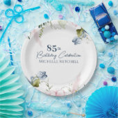Elegant Custom Blauw Roze 85e Verjaardag Papieren Bordje (Feest)