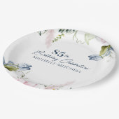 Elegant Custom Blauw Roze 85e Verjaardag Papieren Bordje (Gekanteld)