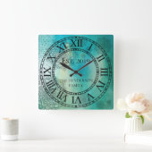 Elegant Custom Blauwgroen Blue Mandela Vierkante Klok (Huis)