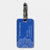 Elegant Custom Blue en White Mandala Bagagelabel (Achterkant verticaal)