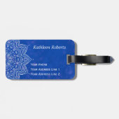 Elegant Custom Blue en White Mandala Bagagelabel (Achterkant horizontaal)