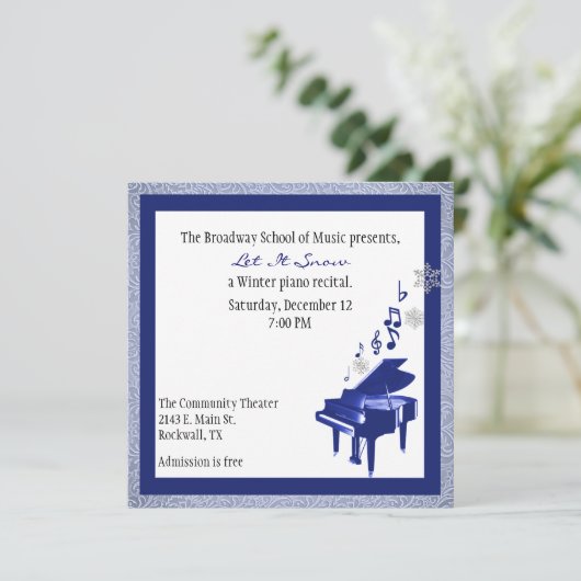 Elegant Custom Blue Piano Innovation Kaart (Staand voorkant)